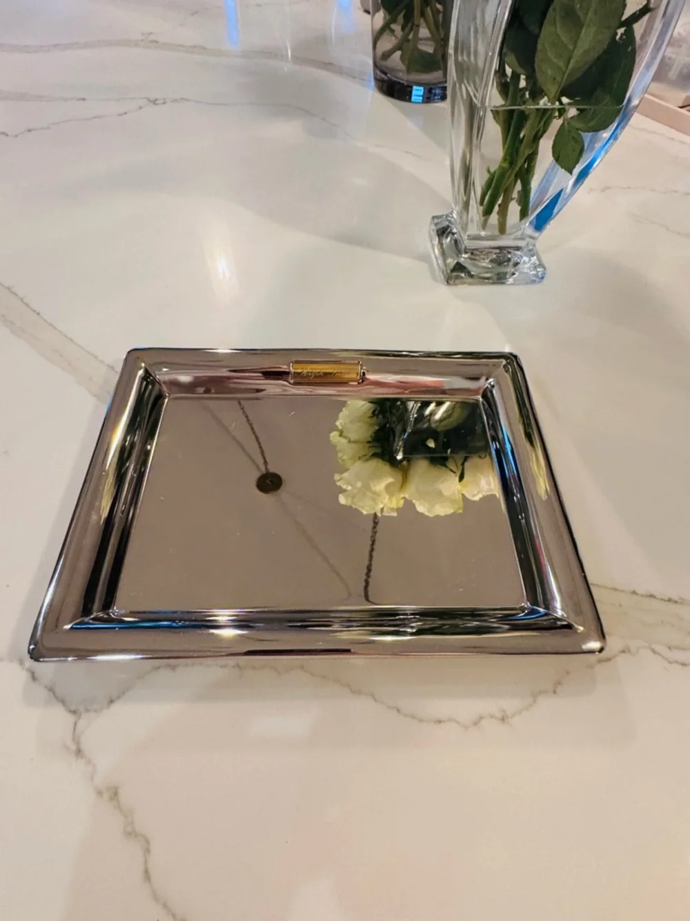 Ralph Lauren Silver Serving Tray Vanity Catchall Designer Home Decor 9” Vintage